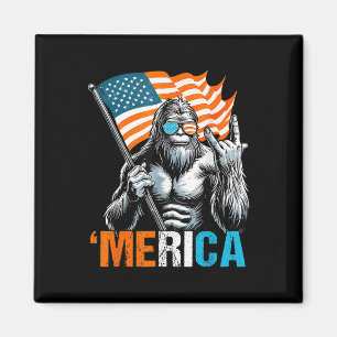 Aimant Drôle Punk Rock Sasquatch Bigfoot Us Drapeau Meric