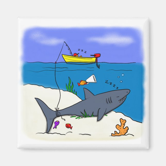 Aimant Drôle requin pêche dessin animé réfrigérateur aima (Devant)