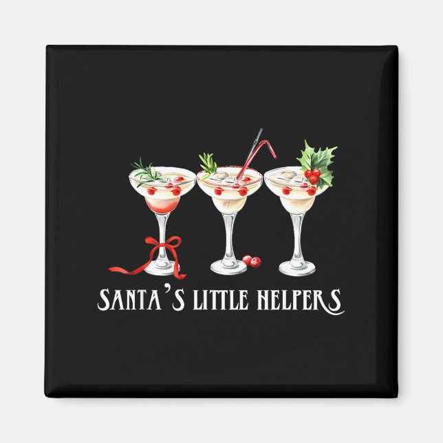 Aimant Drôle Rétro Le Petit Aide du Père Noël Martini Joy (Devant)