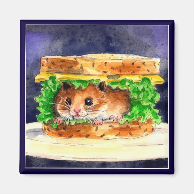 Aimant Drôle sandwich hamster (Devant)