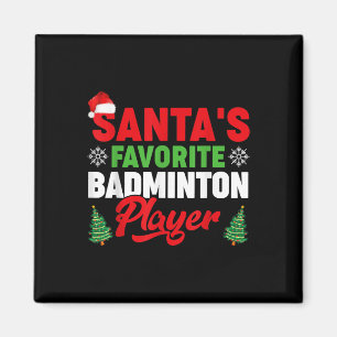 Aimant Drôle Santas Favori Joueur de badminton Noël