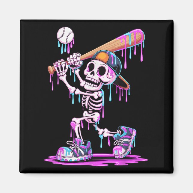Aimant Drôle Skeleton Baseball Driys Jeunes Enfants Hallo (Devant)