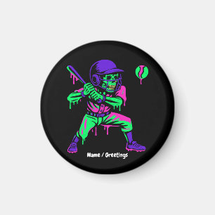 Aimant Drôle Skeleton Batting Glace Cream Driving Basebal