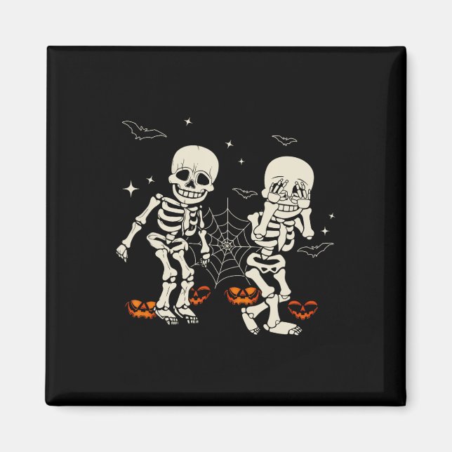 Aimant Drôle Skeleton Kids Griddy dance Halloween Trick O (Devant)