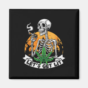 Aimant Drôle Skeleton Stoner Fumer Weed Fumons Lit H