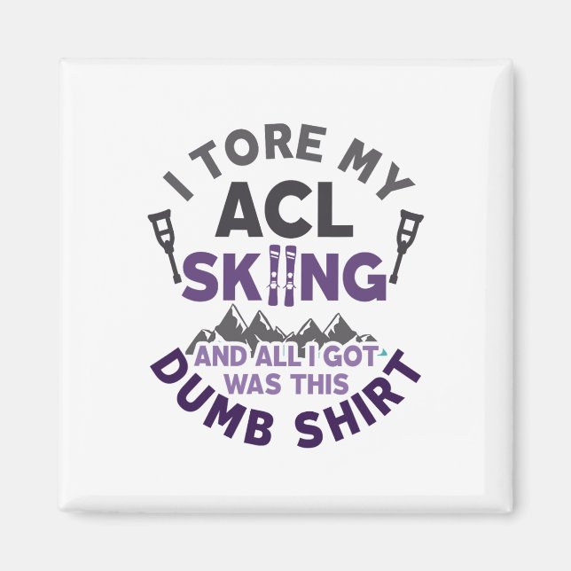 Aimant Drôle Skiing Knee Blessure Torn Acl Se Bien (Devant)