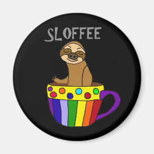 Aimant Drôle SLOFFEE Sloth Boire Café Design
