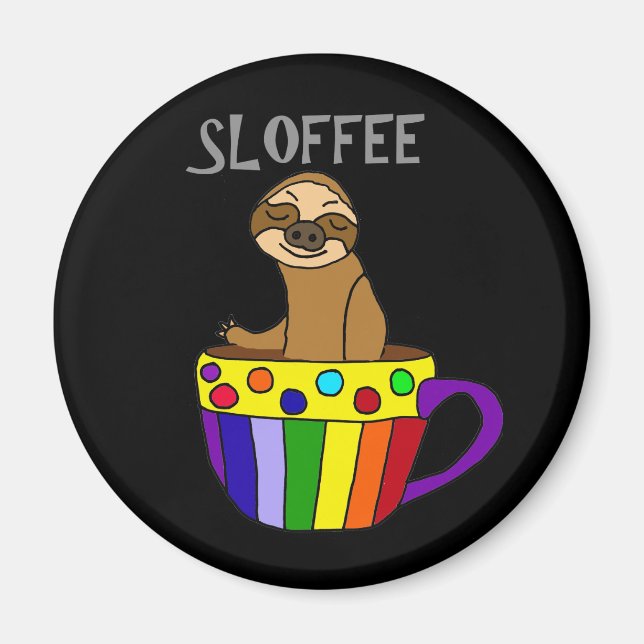 Aimant Drôle SLOFFEE Sloth Boire Café Design (Devant)