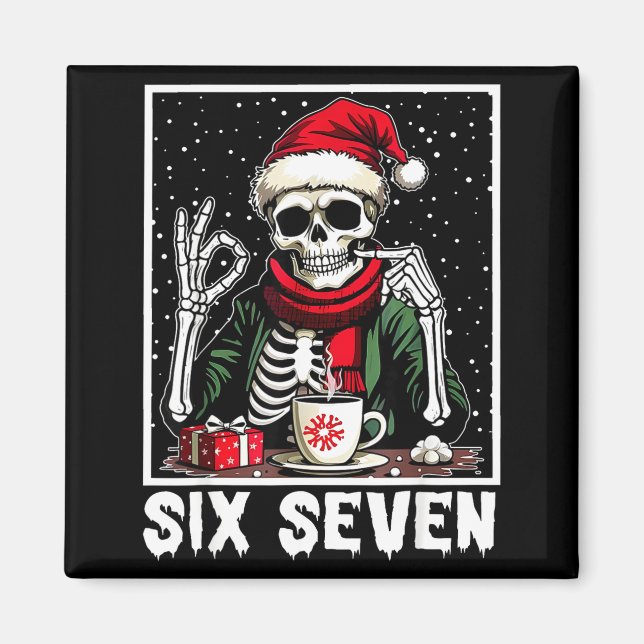 Aimant Drôle squelette de 67 Meme 67 Noël femmes de vacan (Devant)