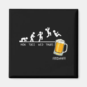Aimant Drôle Stickman Sautant Bière Jours De La Semaine V