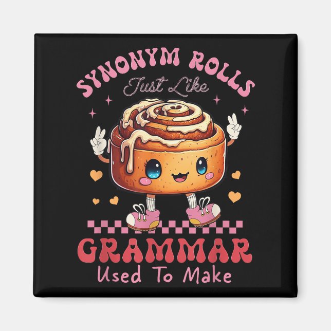 Aimant Drôle Synonyme Rolls Blague Cinnamon Rolls Grammar (Devant)