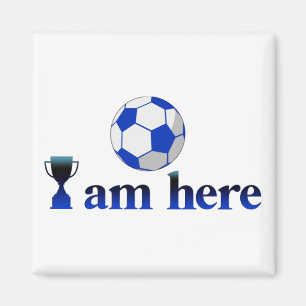 Aimant Drôle tasse de football - Je suis ici