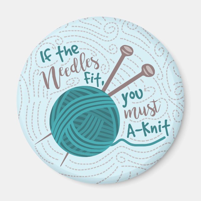 Aimant Drôle Tricot Knitter Humour Aiguilles Fils (Devant)