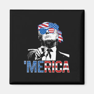 Aimant Drôle Trump 4 Juillet Merica Drapeau Américain Lun