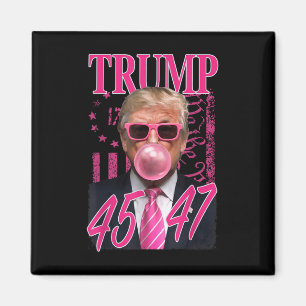 Aimant Drôle Trump Bubble Gum 1776 Drapeau rose