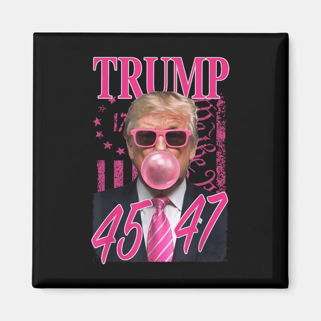 Aimant Drôle Trump Bubble Gum 1776 Drapeau rose (Devant)
