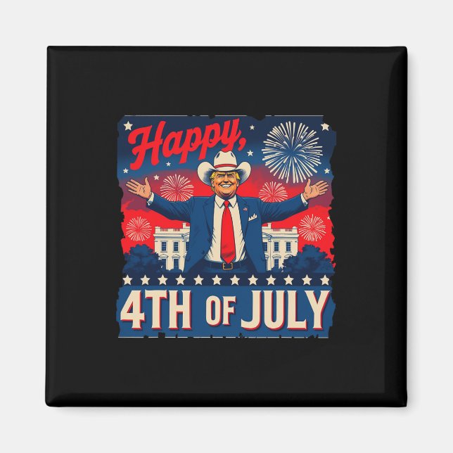 Aimant Drôle Trump Joyeux 4 Juillet  (Devant)