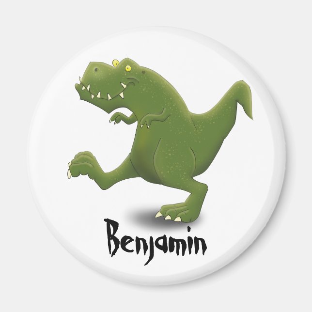 Aimant Drôle vert t rex dessin animé de dinosaure (Devant)