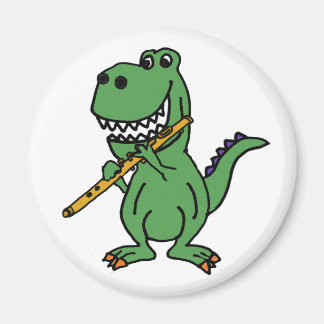 Aimant Drôle Vert T-rex Dinosaure Jouer Flûte