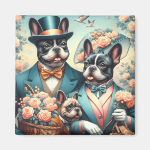 Aimant Drôle Vintage de la peinture de Bulldog