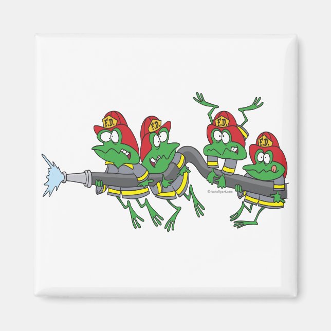 Aimant drôles grenouilles rousses de pompier (Devant)