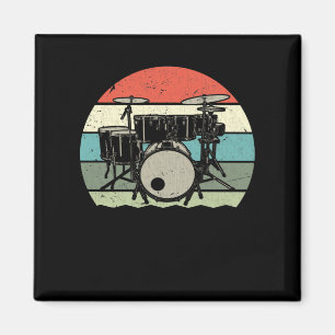 Aimant Drummer Retro Drumset Rock Band Drum Musicien