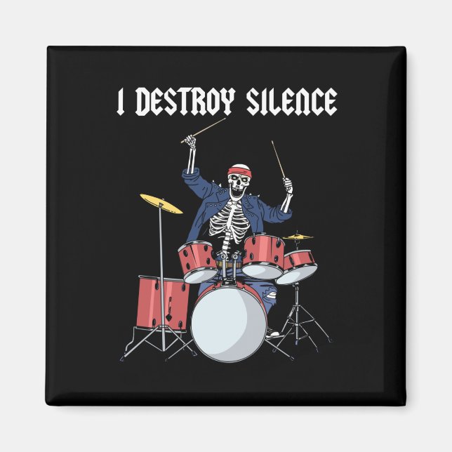 Aimant Drummer Rock Music Band Drums I Destroy Silence (Devant)