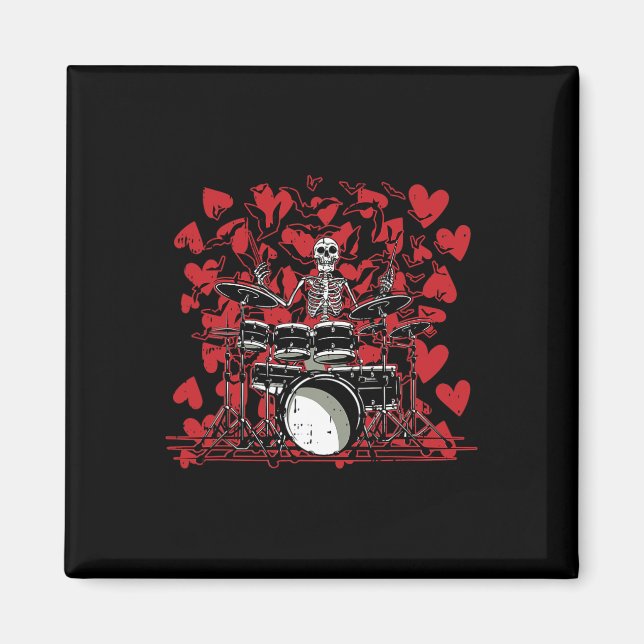 Aimant Drummer Valentines Day Rock N Roll Drum Music Love (Devant)