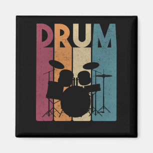 Aimant Drummer Vintage Rock Music Retro