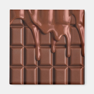 Aimant Du chocolat fondu au-dessus d'un bloc de chocolat