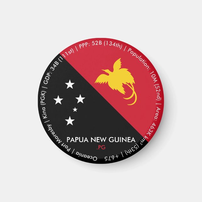 Aimant du drapeau de Papouasie-Nouvelle-Guinée (Devant)