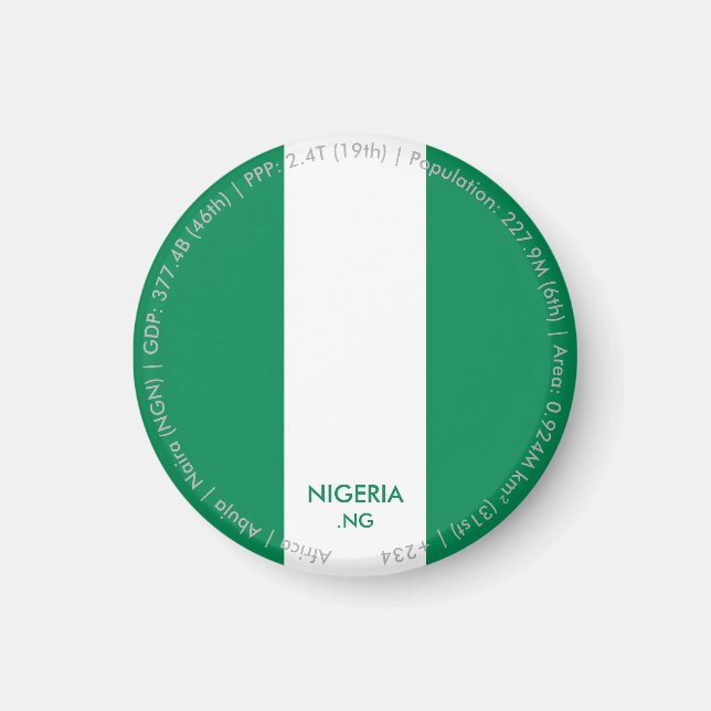 Aimant du drapeau du Nigeria (Devant)