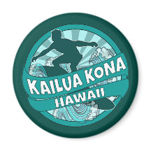 Aimant du logo de surfer turquoise Kailua Kona Haw