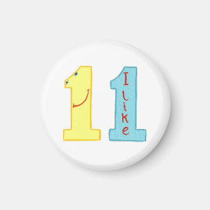 Aimant du numéro 11 avec jaune, bleu, et le rouge