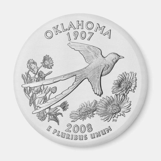 Aimant du quart de dollar de l'Oklahoma (Devant)
