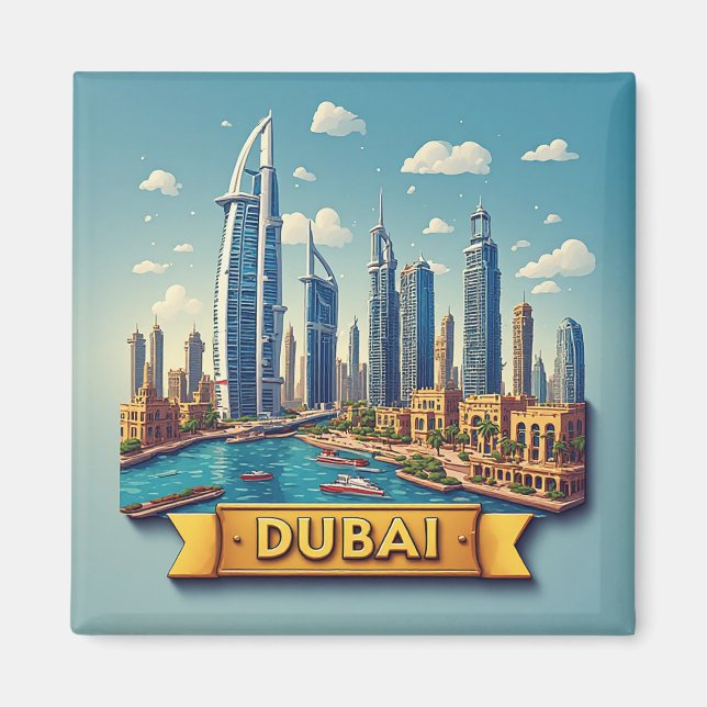 Aimant 🧲 Dubaï Destination de Vacances Préférée Mémoire  (Devant)