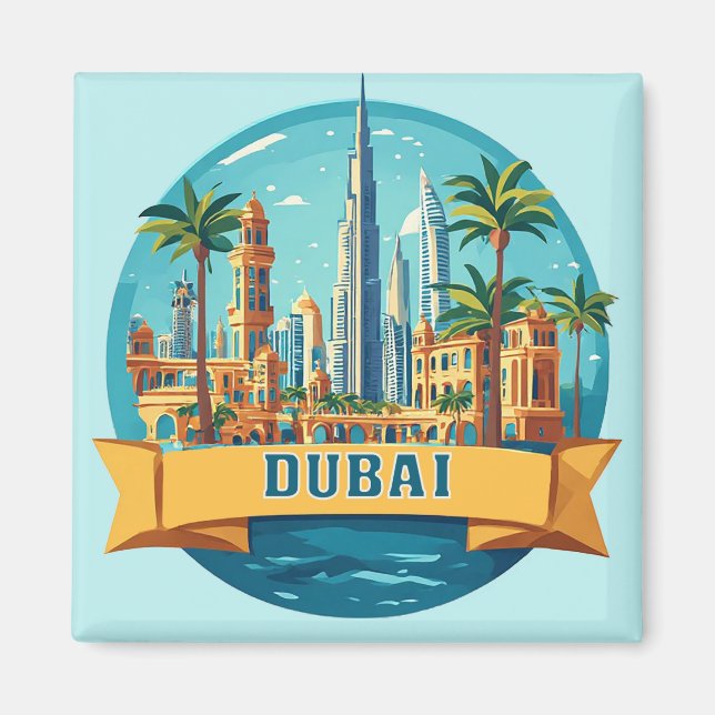 Aimant 🧲 Dubaï Émirats arabes unis Voyage Souvenir 🏙️ (Devant)