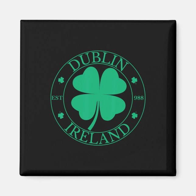 Aimant Dublin Irlande Est 988 Clover Leaf Shamrock St. P (Devant)