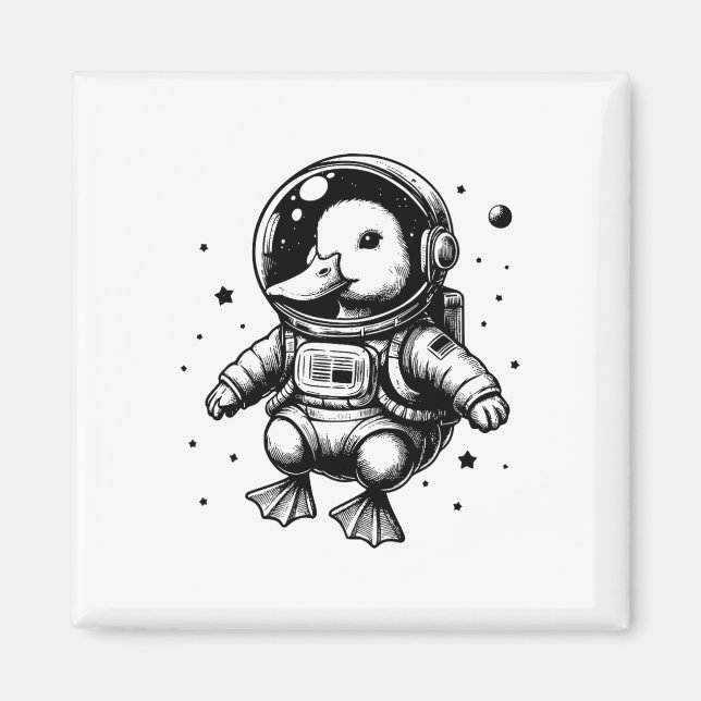 Aimant Duck Papa Maman Espace - Astronaut Canard (Devant)