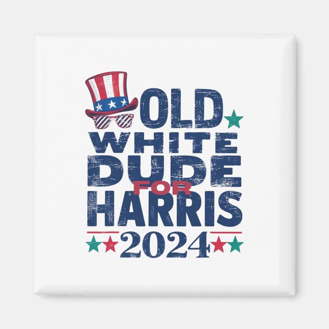 Aimant Dude Blanc Pour Kamala-harris Première Présidente  (Devant)