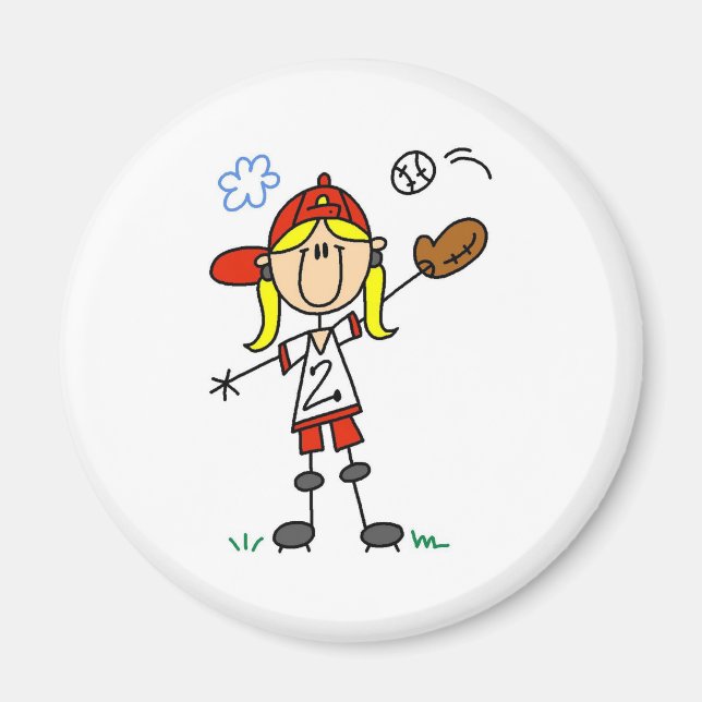 Aimant d'une fille jouant au softball (Devant)