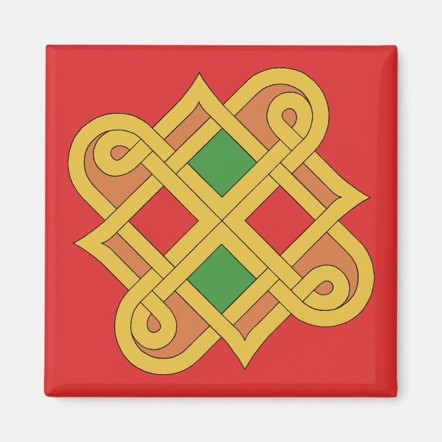 Aimant Durrow Knotwork 2016 Rouge et Vert (Devant)
