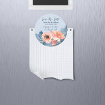 Aimant Dusty Blue & Coral Rose Aquarelle Mariage Floral<br><div class="desc">Découvrez notre design mariage exquis en aquarelle bleu poussiéreux et rose corail ! Inspirée par la beauté de la nature, cette collection offre une combinaison époustouflante de flores bleu ciel et rose, créant une esthétique romantique et rêveuse qui laissera une impression durable à vos invités. Les tons pastel doux et...</div>