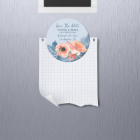 Dusty Blue & Coral Rose Aquarelle Mariage Floral
