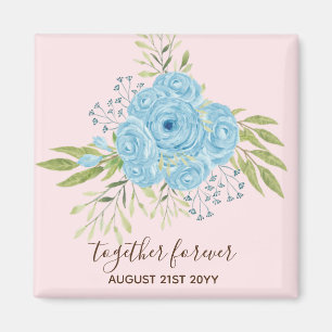 Aimant Dusty Blue Roses NewlyWeds Mariage cadeau personne
