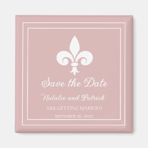 Aimant Dusty Rose Fleur de Lis Enregistrer l'aimant Date