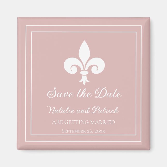 Aimant Dusty Rose Fleur de Lis Enregistrer l'aimant Date (Devant)