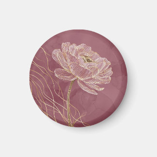 Aimant Dusty Rose Gold Floral Line Art Elegant