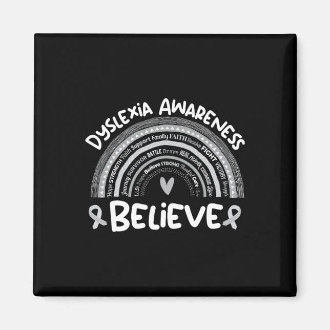 Aimant Dyslexie Mois de la sensibilisation Dyslexie des c (Devant)