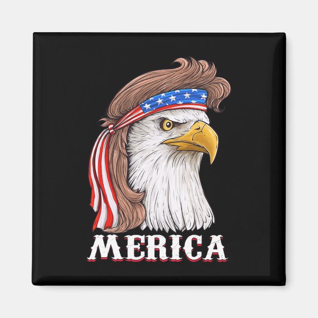 Aimant Eagle Mullet 4 juillet États-Unis Drapeau américai (Devant)